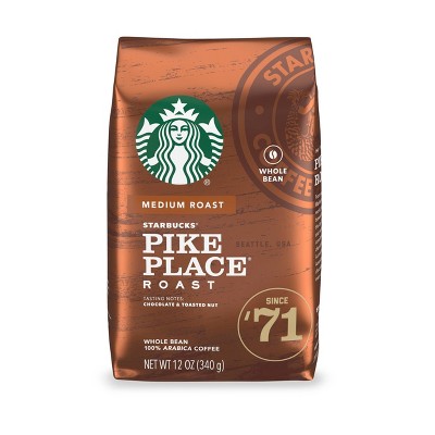 Starbucks Medium Roast Whole Bean Coffee — Pike Place Roast — 100% Arabica — 1 bag (12 oz.)