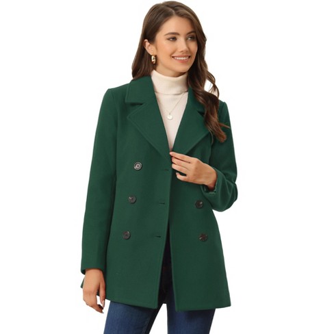 Allegra K Women s Long Sleeves Double Breasted Button Winter Outerwear Pea Coat Target