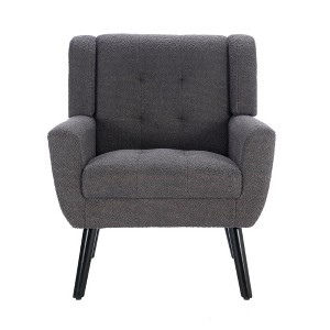 TiramisuBest Modern Ergonomic Accent Chair with Soft Linen Upholstery, Comfortable Living,Bedroom Chair with Black Legs, Pink - 1 of 4
