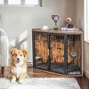 VECELO 43.3" Dog Crate, Indoor Dog Kennel Indoor with Cushion & 2 Removable Trays, Wooden Decorative Pet House for Large/Medium Dogs, Brown - 4 of 4