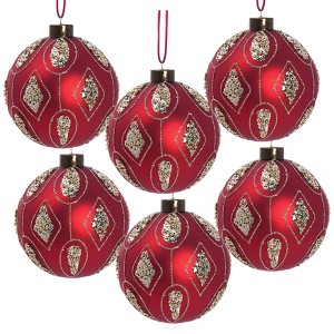 Dexmalle Set of 6 Glass Decorative Hanging Ball Christmas Tree Ornaments - 1 of 4