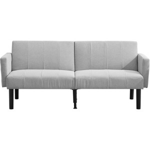 75.5” Linen Flannel Convertible Sofa Bed, 3-Position Adjustable Recliner with Solid Wood Legs, 700lbs Capacity, Off-Floor Design for Living Room - 1 of 4