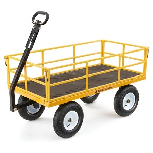 Gorilla Carts Heavy Duty Utility Cart, All Terrain Garden Wheelbarrow Wagon, 1200 Lb, Yellow - Gardening Equipment for Yard, Lawn, and Outdoor Use - 1 of 4