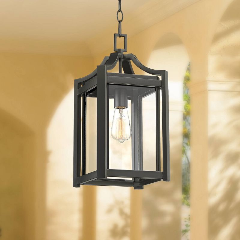 Franklin Iron Works Rockford Rustic Outdoor Hanging Light Black Iron 17" Clear Beveled Glass for Post Exterior Barn Deck House Porch Yard Patio Home, 2 of 9
