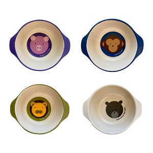 Red Rover 8oz 4pk Bamboo Kids' Animal Bowl Set: Toddler & Baby Dining Bowls, Dishwasher-Safe, Animal Theme - 1 of 4