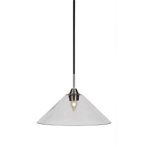Toltec Lighting Paramount 1 - Light Pendant in  Matte Black/Brushed Nickel with 16" Clear Bubble Shade - 1 of 1