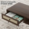 FURNIinspire Coffee Tables Modern Wooden Rectangular Coffee Table, Center Table With Rattan Door Drawer For Living Room, Brown, 23.2"*47.2"*17.7" - 4 of 4