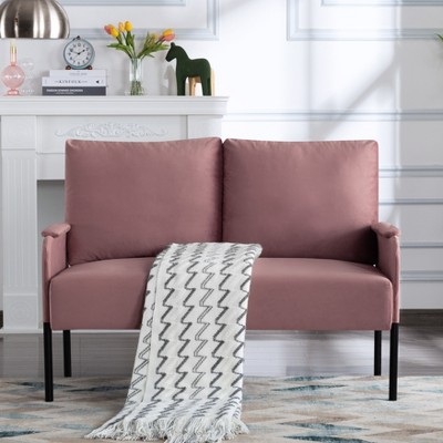 DOMETOUR 45.7" Loveseat Couch for Living Room Bedroom Apartment, Metal Frame Futon Loveseat  Sofa
