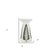 HomeRoots Set of Two Green And White Distressed Botanical Leaf Ceramic Tabletop Pillar Candle Holders - 3 of 4