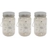 Lumabase 3ct Battery Operated Silver Snowflake Glass Mason Jars - 2 of 4