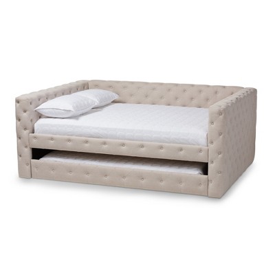 Queen Anabella Daybed With Trundle Light Beige - Baxton Studio: Chic ...