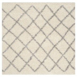 Ivory/Gray Geometric Loomed Square Area Rug - (6