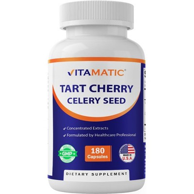 Tart Cherry with Celery Seed Concentrated Extracts - 18,000mg Equivalent Per Serving - 180 Veg Capsules