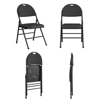 Sophisticated Black Fabric Padded Folding Chair, 4-Pack