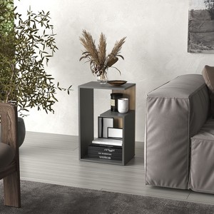 NicBex 25" High 3-Tier Shelf Side End Table,Dark Walnut Coffee Table End Table for Living Room,Bedroom - 1 of 4