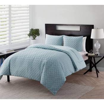 Twin XL Nia Embossed Comforter Set Blue - VCNY HOME