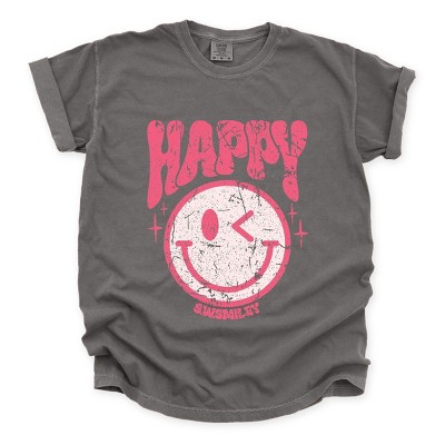 Simply Sage Market S.W.Smiley Pink Smiley Distressed Garment Dyed Tee