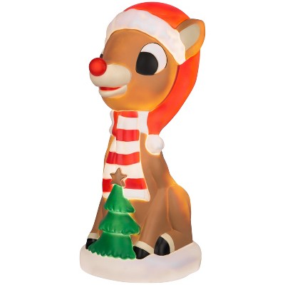 Gemmy Lighted Blow Mold Outdoor Decor Rudolph w/Christmas Tree 24" Rudolph, Multicolored