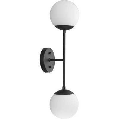 Matte Black 24" Steel Wall Sconce with Opal Glass