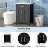 NicBex Bathroom Vanity with Ceramic Sink, 2 Spacious Cabinet Doors with 2 Double-tier Shelves and Adjustable Shelf, 1 Flip Drawer for Bathroom, Black - 3 of 4
