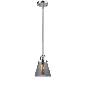Cone - 1 Light Stem Hung Mini Pendant In Industrial Style-8 Inches Tall and 6 Inches Wide - 1 of 1