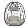 SKRAN Foldable Swing Chair with Stand, Rattan Wicker Hanging Egg Chair Hammock Chair with Cushion and Pillow for Bedroom Patio Garden - 4 of 4