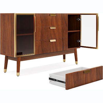 Tribesigns Sideboard Buffet Cabinet, 55'' Kitchen Storage Cabinet with Solid Wood Legs for Dining Room Living Room