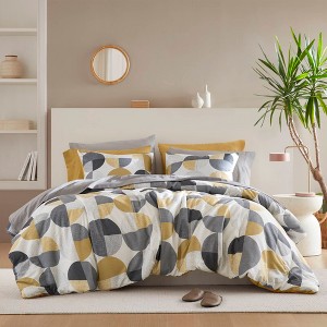 9Pcs BIAB Geometric Print Comforter Set, Premium Touch Contemporary Style All Season Bedding Set with Matching Shams and Sheets - 1 of 4
