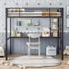 Loft Bed Twin Size with Large Desk and 2-Tier Storage Shelves, Heavy Duty Metal Loft Bed with Ladder and Guardrail for Kids and Adults - 3 of 4