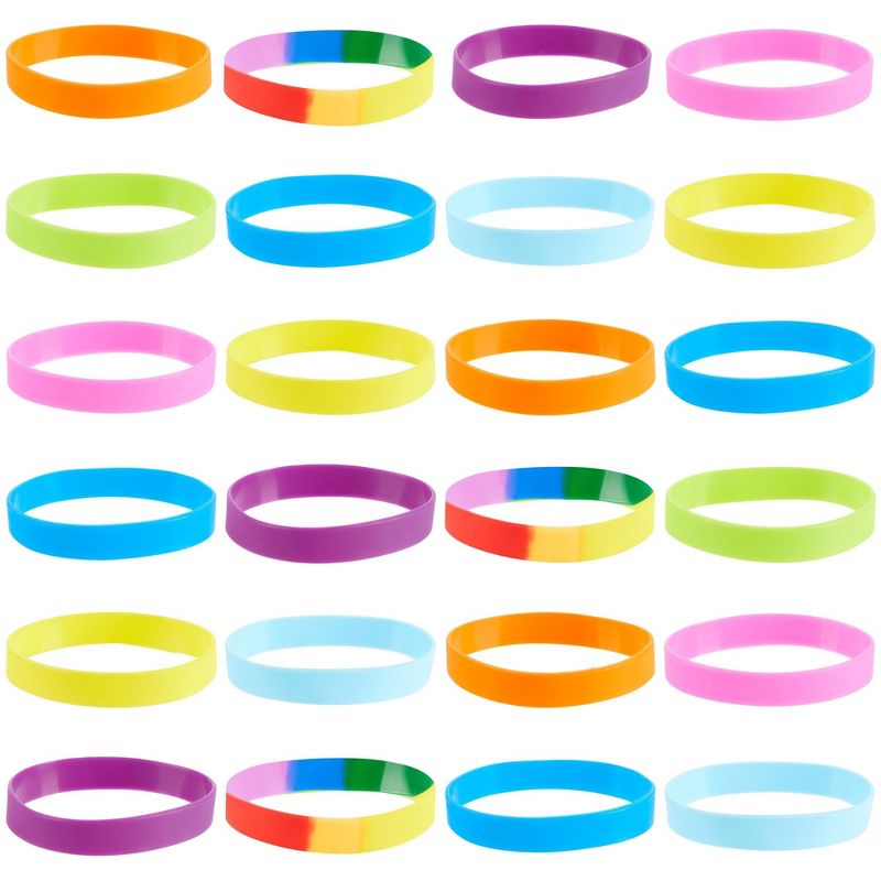 Blue Panda 48 Pack Multi-Colored Silicone Bracelets Bulk Set for Sports Teams, Games, Colored Wrist Bands for Sublimation, 8 Colors, 8 In, 4 of 9