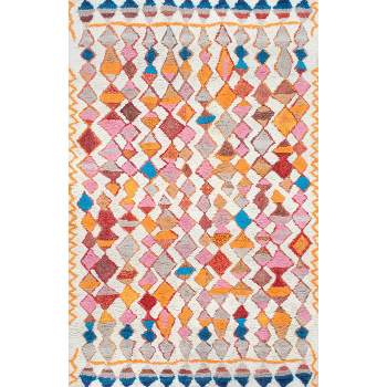 Hand Tufted Moroccan Helaine Shaggy Area Rug Off White - nuLOOM