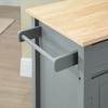 HOMCOM Kitchen Island Cart, Rolling Kitchen Island with Storage Shelf, Solid Wood Top, Drawer, for Dining Room, Gray - 2 of 4