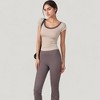 Anna-Kaci Active Women's Scoop Neck Contrast Trim Fitted Short Sleeve Active Top - 3 of 4