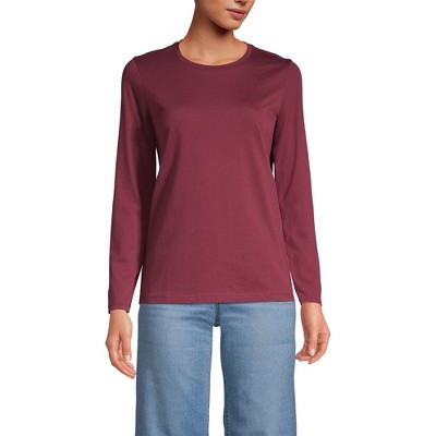 Lands' End Women's Relaxed Supima Cotton Long Sleeve Crew Neck T-Shirt