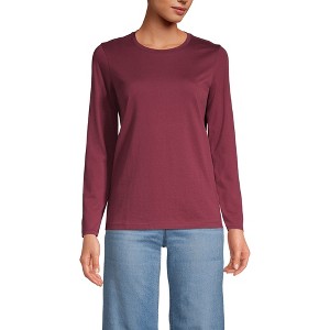 Lands' End Women's Relaxed Supima Cotton Long Sleeve Crew Neck T-Shirt - 1 of 4
