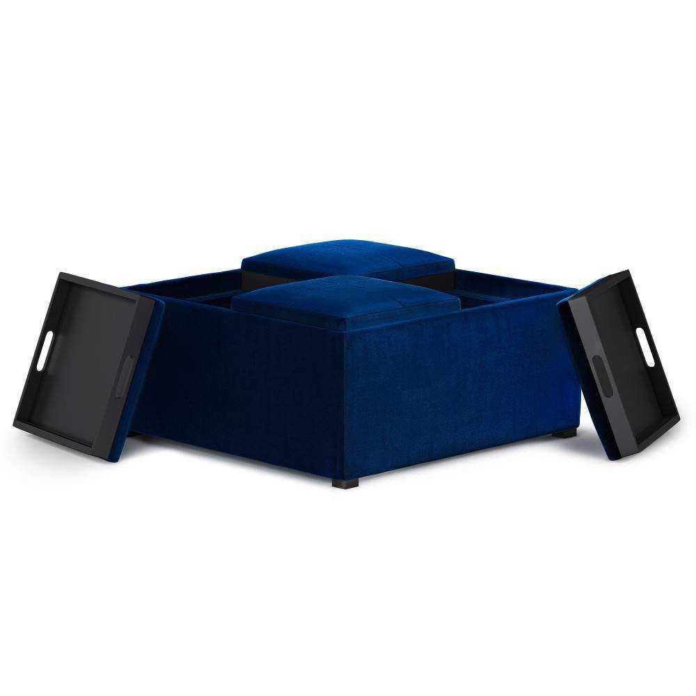 Photos - Pouffe / Bench Franklin Square Coffee Table Storage Ottomans and Benches Blue - WyndenHal