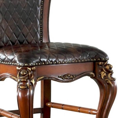 Picardy Cherry Oak Faux Leather Counter Height Chair Set