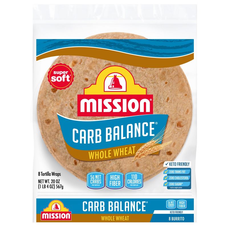 Mission Carb Balance Burrito Size Whole Wheat Flour Tortillas - 20oz/8ct, 1 of 7
