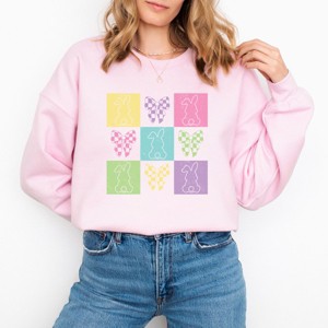 Simply Sage Market Checkered Bunny Outline Coquette Sweatshirt - 1 of 4
