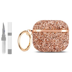 HTUTWOO for Airpods Pro 3 Diamond Case, Rhinestone Bling Glitter Shockproof Protective Cover with Keychain for Girls and Women - 1 of 4