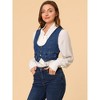 Allegra K Women's Vintage Button-Up Sleeveless Cropped Jean Waistcoat Vest - 4 of 4