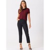 Allegra K Women's Work Office Contrast Peter Pan Collar Short Sleeve Blouse - 4 of 4