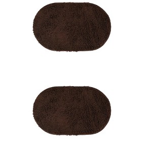REGALWOVEN Rubber Back Soft Non-Slip Washable Oval Shape Plush Bath Mat 2 Pcs - 1 of 4