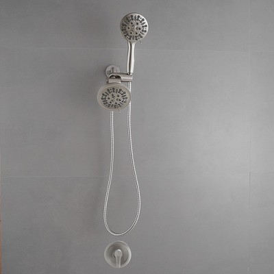Brushed Nickel Dual Function Handheld Rain Shower Faucet Set