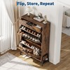 Shoe Storage Cabinet with 3 Flip-Drawers, Hidden Entryway Organizer, Freestanding Narrow Shoe Rack for Hallway & Living Room - 4 of 4