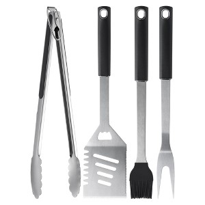 Itopfox Griddle Accessories Kit - Heavy Duty Stainless Steel Grill Tools Set with Spatula, Fork, Tongs, Brush for Outdoor Barbecue and Home Grilling - 1 of 4