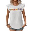 Womens Round Neck Lace Trim Short Sleeve Casual Blouse Tops - 4 of 4