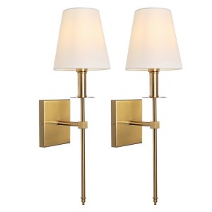 LamQee Wall Sconces Set of 2 Retro Industrial Wall Lamps Bathroom Vanity Sconces Wall Lighting with White Fabric Shades Wall Lights - 1 of 4