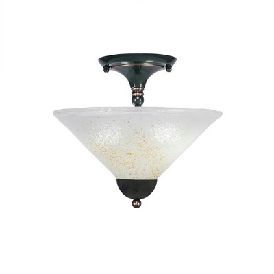 Toltec Lighting Any 2 - Light Flush Mount in  Black Copper with 12" Gold Ice Shade