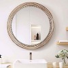MAYEERTY 24" Round Wood Decorative Mirrors for Wall Decor, Rustic Circle Mirror with Beads for Bedroom Living Room Office - 4 of 4